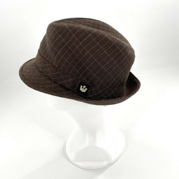 Goorin Bros Mens Fedora Hat Brown Check Rayon Blend S - Picture 2 of 9